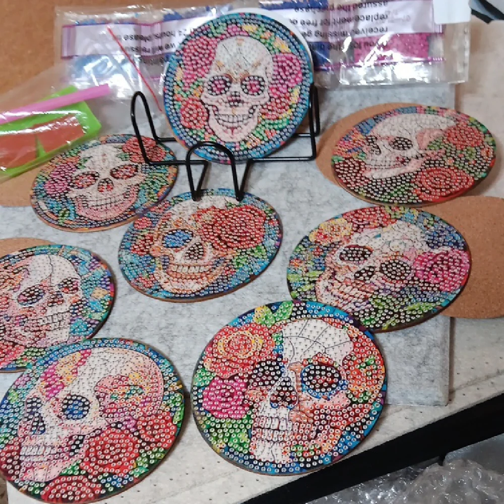 Colorful Skull Coasters Set